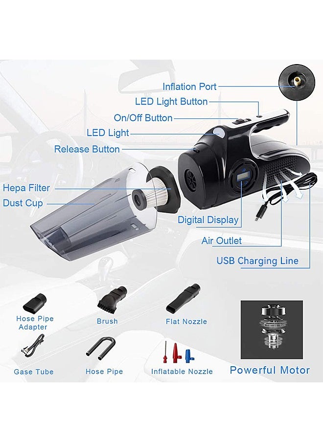 Mi VAZA - Cordless Car Vacuum Cleaner - Rechargeable Dustbuster - Handheld Vacuum Cleaner with LED Light and Inflator - 6000Pa - Image 1