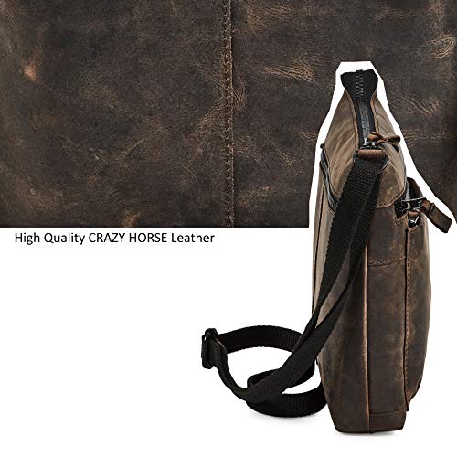 Cochoa Real Leather Purse for Women Crossbody Bag Travel Shoulder Handbag Small Vintage Pocketbook (Coffee Crazy Horse) - Image 5