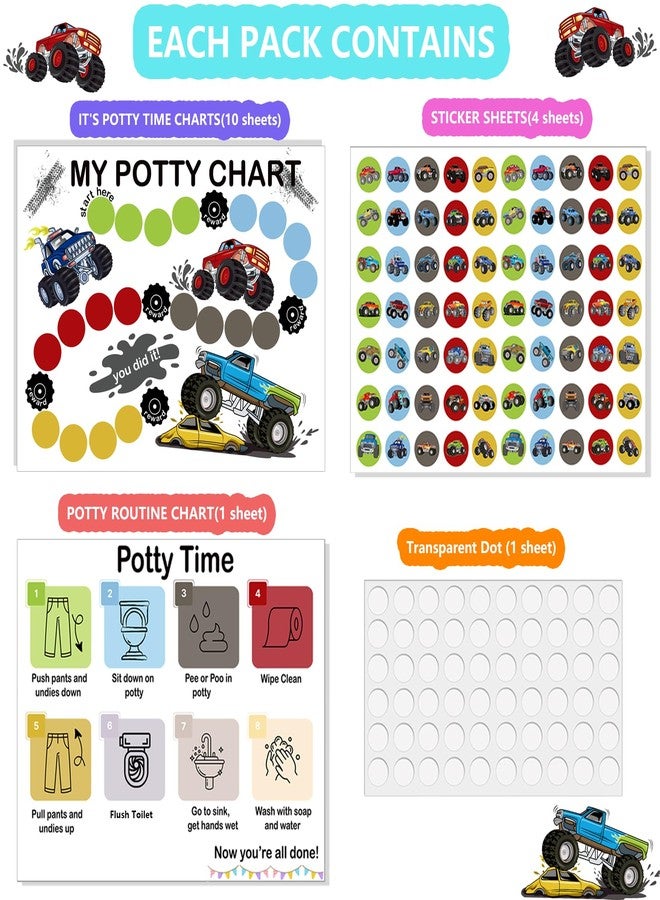 Boqon 16 Pcs Truck Themed Potty Chart for Toddlers Boys, Potty Training Chart for Toddlers Boys Self-Adhesive Truck Stickers Reward Charts for Toddler Kids (Car16) - Image 5