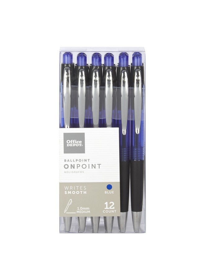 Office Depot Soft-Grip Retractable Ballpoint Pens, Medium Point, 1.0 Mm, Blue Barrel, Blue Ink, Pack Of 12 - Image 3