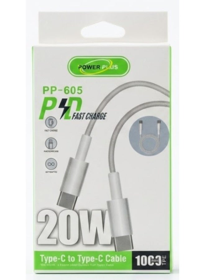 Power Plus 20W Type-C to Type-C Fast Charging Cable (PP-605)