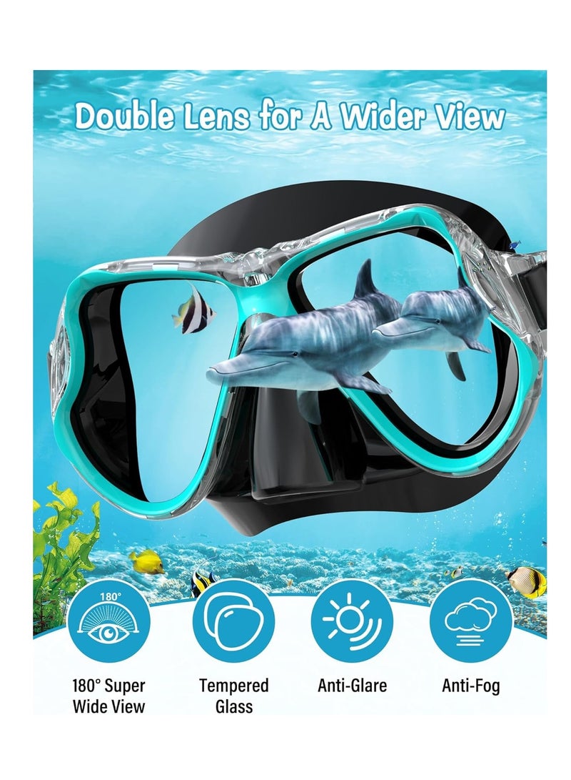 Excefore طقم سنوركل جاف، حزم سنوركلينغ مضادة للضباب، نظارات سنوركلينغ بزاوية رؤية بانورامية واسعة، معدات سنوركلينغ احترافية للبالغين - Image 2