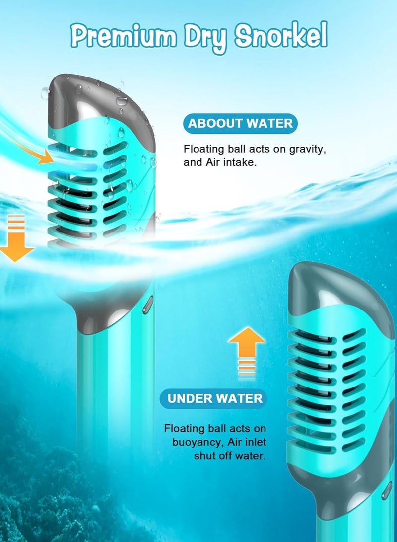 Excefore طقم سنوركل جاف، حزم سنوركلينغ مضادة للضباب، نظارات سنوركلينغ بزاوية رؤية بانورامية واسعة، معدات سنوركلينغ احترافية للبالغين - Image 5