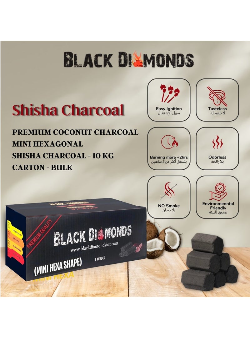 Black Diamonds Coconut Shell Charcoal Shape Mini Hexagon Sticks 10KG Bulk - Image 4