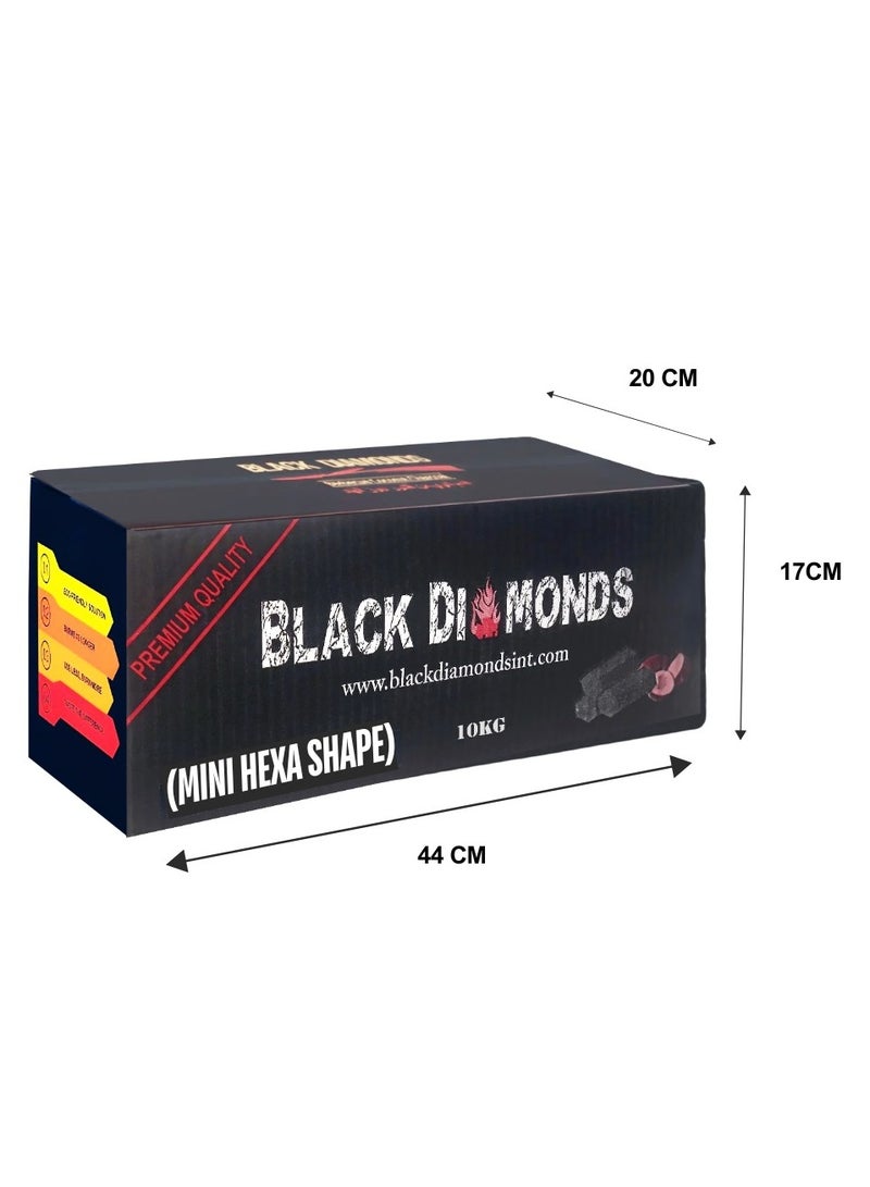 Black Diamonds Coconut Shell Charcoal Shape Mini Hexagon Sticks 10KG Bulk - Image 3