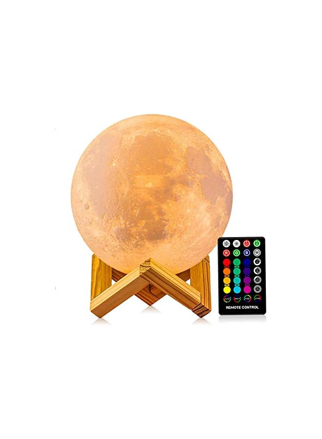 The Bros Moon Lamp 3D Printing 16 Colors Moon Light with Stand & Remote &Touch Control and USB Rechargeable, Best Birthday Thanksgiving Christmas Gifts for Baby Kids Lover (6 inch) - Image 2
