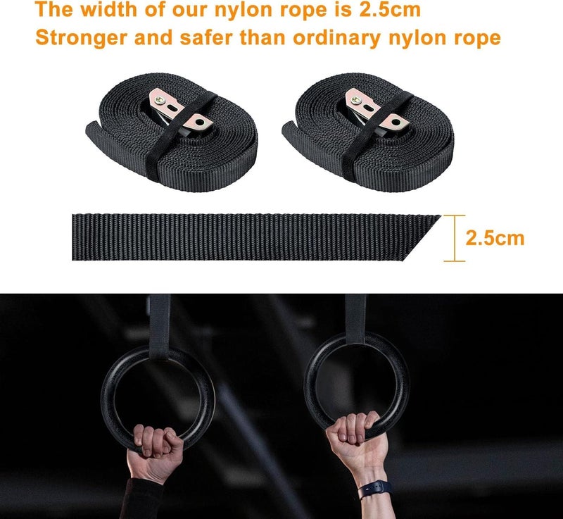 IGNITE WEIGHTS ® Professional Gymnastic Rings | Roman Rings | Pilate Rings |1000 lbs Capacity with 14.5ft Adjustable Buckle Straps for Cross Fitness Functional Training for Home Gym Full Body Workout - Image 4