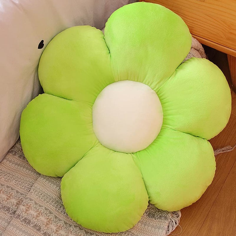 lannery lannery Flower Plush Throw Pillows  Flower Floor Pillow Seating Cushion Toy for Reading  Room  Watching TV (11.8""  Green)  - Image 2