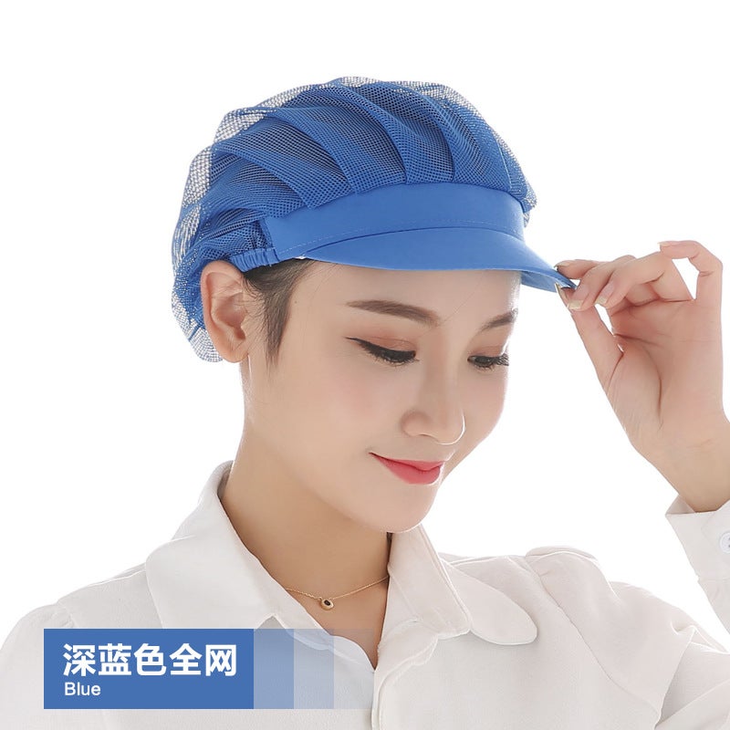 Xuan Zhixin Food Factory Work Hat Womens Dust-proof Workshop Mens Catering Womens Factory Canteen Work Hat Chef Hat Kitchen Deep Blue [Full Net]] 