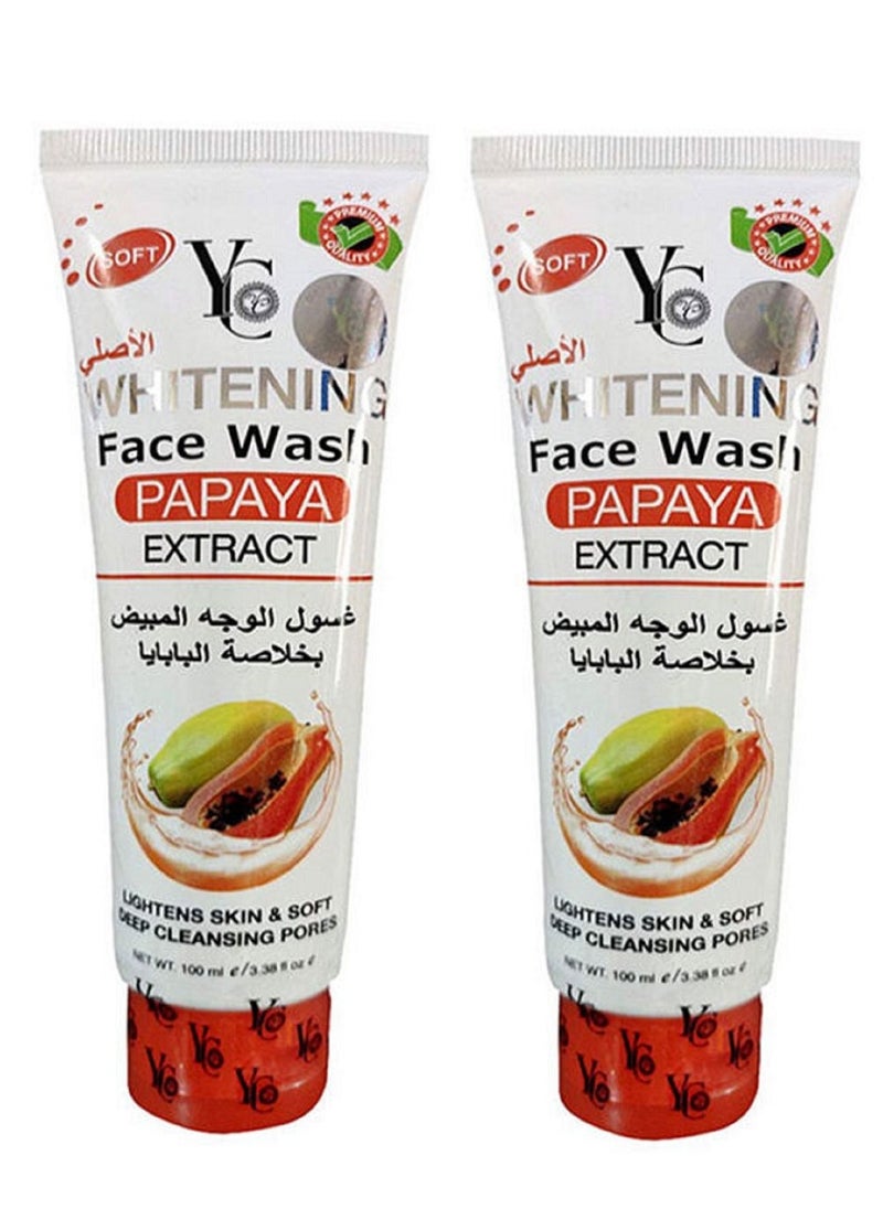YC PACK oF 2 Whitening Face Wash Papaya 100ml x 2  - Image 1