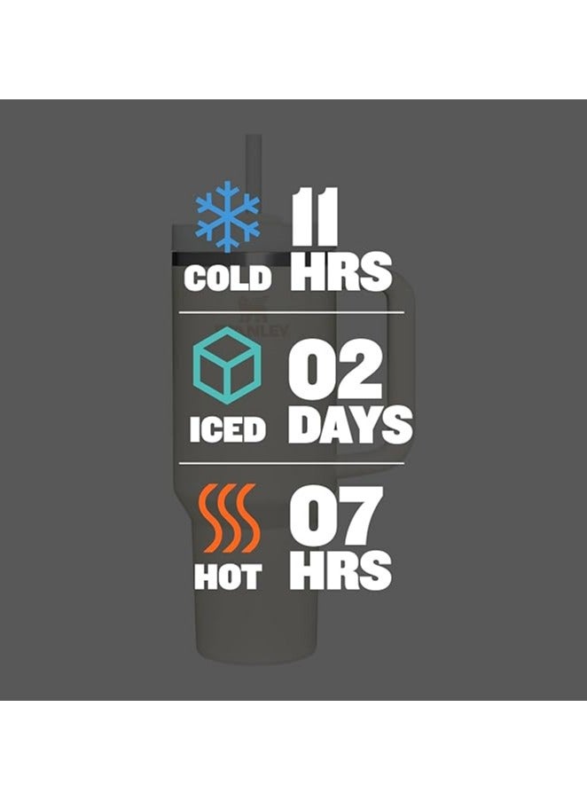 ستانلي كوب Quencher H2.0 FlowState سعة 40 أونصة من الفولاذ المقاوم للصدأ معزول بغطاء وقش - مثالي للمياه والشاي المثلج والقهوة - Image 5