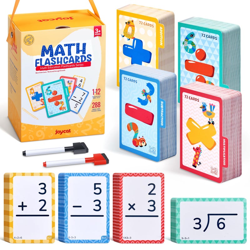 JoyCat 288 Math Flash Cards Set of 4 Multiplication Division Addition and Subtraction Flashcards for Kids 1st 2nd 3rd 4th 5th Grade or Kindergarten Homeschool Supplies - Image 3