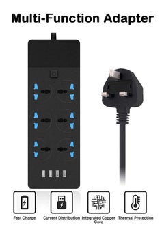 Universal Power Strip Extension Cord Outlet, All-in-One Wall Plug Adapter with 4 (3.1A) USB Hub and 6-Position Smart Power Outlet, Surge Protected UK Plug Cable Cord (5M/16.5FT) for Home Office
