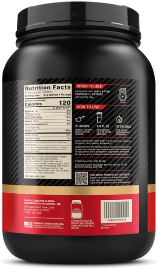 Gold Standard 100% Whey Protein Powder Primary Source Isolate, 24 Grams of Protein for Muscle Support and Recovery - Cookies & Cream, 1.85 Lbs, 27 Servings (837 Grams) - view 5