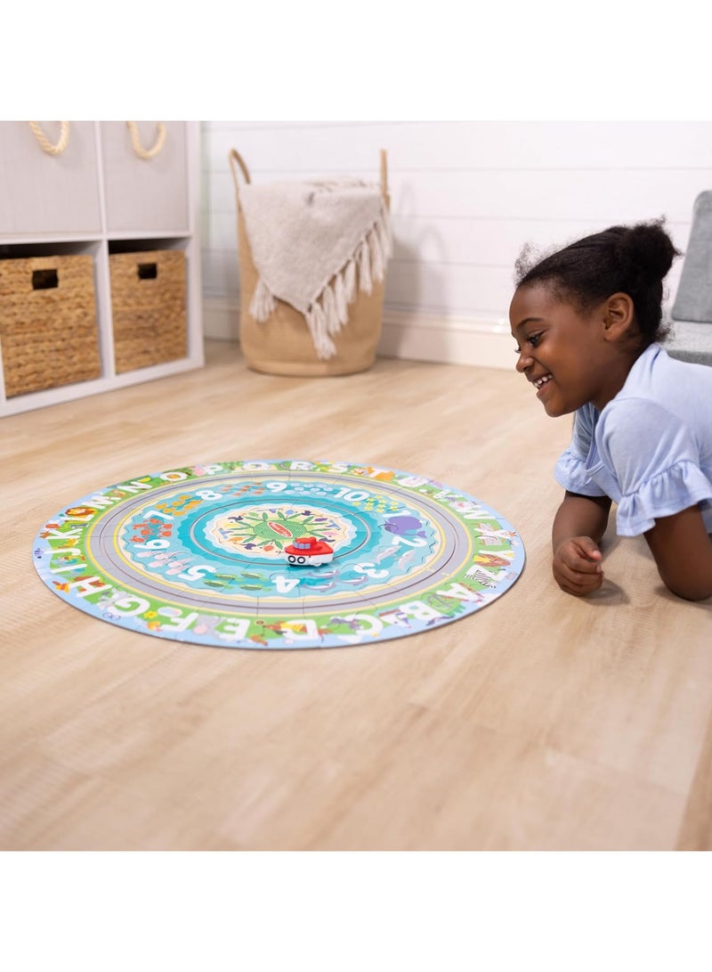 Melissa & Doug Melissa & Doug | Round the Shore Floor Puzzle & Play Set â€“ 48-Piece Circular Jigsaw with Wind-Up Boat & School Bus | Seaside Adventure Theme for Kids Ages 4+  - Image 4