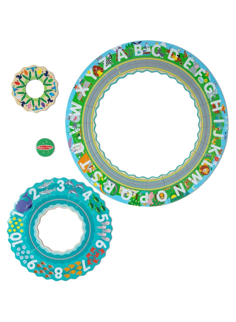 Melissa & Doug Melissa & Doug | Round the Shore Floor Puzzle & Play Set â€“ 48-Piece Circular Jigsaw with Wind-Up Boat & School Bus | Seaside Adventure Theme for Kids Ages 4+  - Image 3