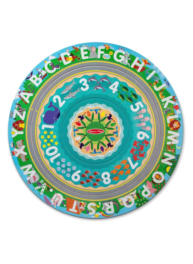 Melissa & Doug Melissa & Doug | Round the Shore Floor Puzzle & Play Set â€“ 48-Piece Circular Jigsaw with Wind-Up Boat & School Bus | Seaside Adventure Theme for Kids Ages 4+  - Image 2