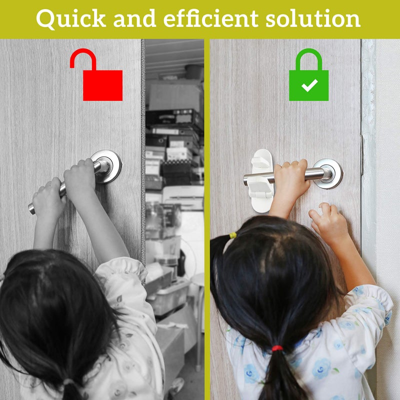 Wappa Baby Door Lever Lock (6 Pack) Prevents Toddlers from Opening Doors. 3.25 L * 1.5 W * 4.5 H Easy One Hand Operation for Adults. Durable ABS with 3M Adhesive Backing. Simple Install, No Tools Needed. - Image 4