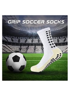 SYOSI 4 Pcs Unisex Non Slip Sport Soccer Socks Breathable Comfortable Athletic Football Basketball Hockey Sports Grip Socks with Rubber Dots  - Image 2