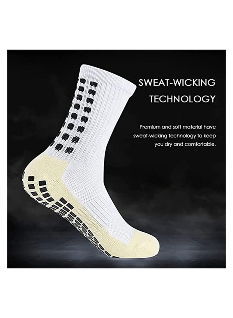 4 Pcs Unisex Non Slip Sport Soccer Socks Breathable Comfortable Athletic Football Basketball Hockey Sports Grip Socks with Rubber Dots
