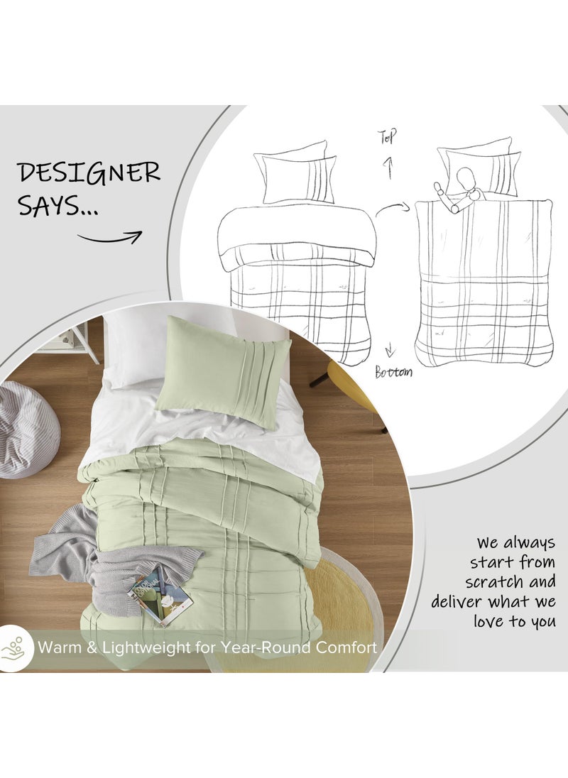 Comfort Spaces Comfort Spaces Sage Twin Comforter Set - 2 Pieces Pintuck Pleated Bedding Sets Twin  All Season Lightweight  Extra Softness Pre-Washed Microfiber Twin Bed Set  Shams  Twin/Twin XL  AM10-0134  - Image 4