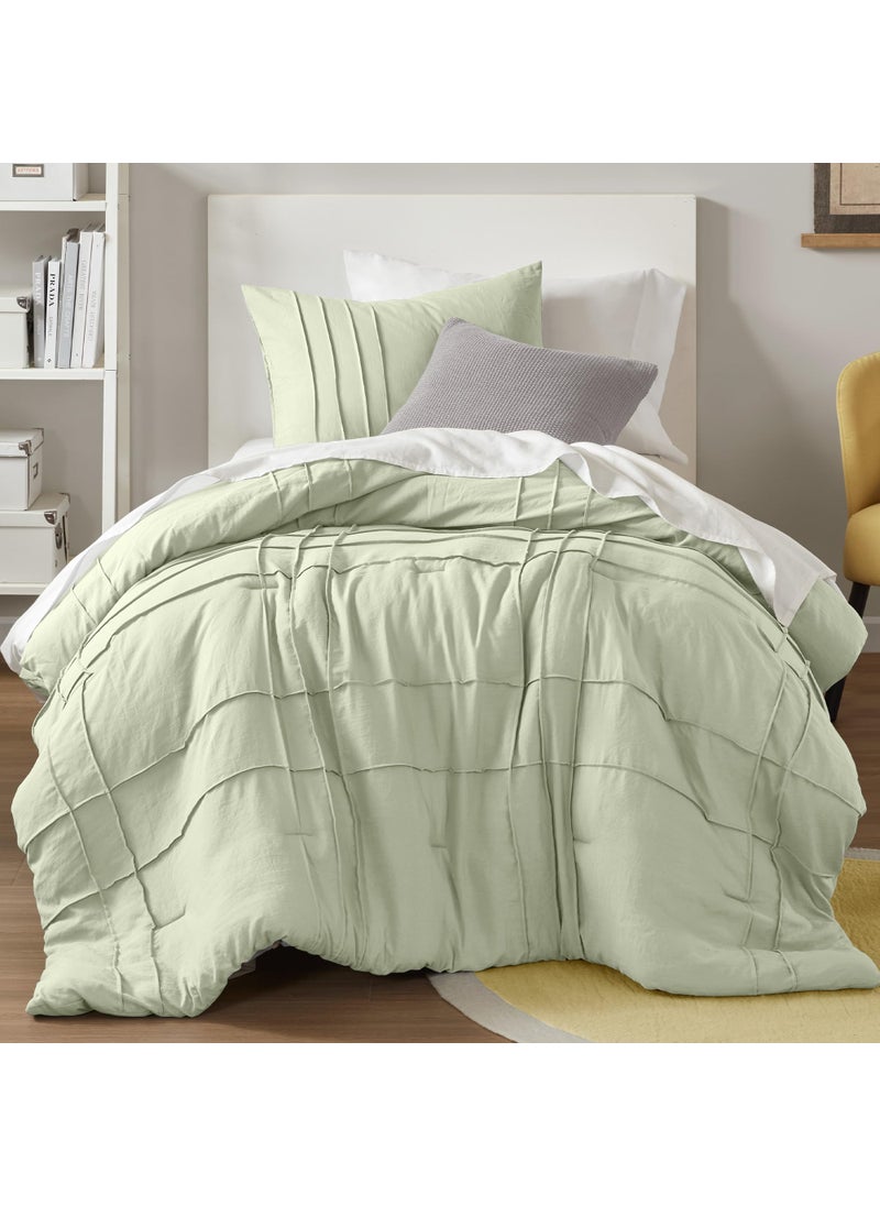 Comfort Spaces Comfort Spaces Sage Twin Comforter Set - 2 Pieces Pintuck Pleated Bedding Sets Twin  All Season Lightweight  Extra Softness Pre-Washed Microfiber Twin Bed Set  Shams  Twin/Twin XL  AM10-0134  - Image 1