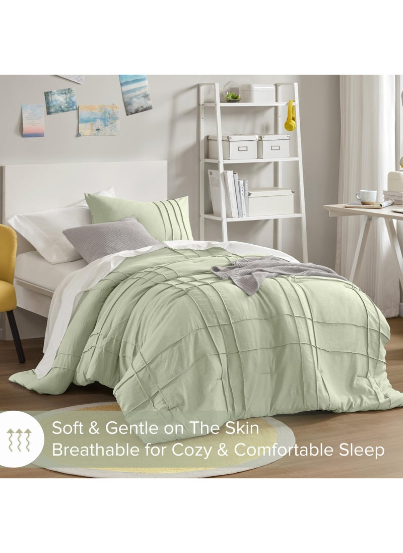 Comfort Spaces Comfort Spaces Sage Twin Comforter Set - 2 Pieces Pintuck Pleated Bedding Sets Twin  All Season Lightweight  Extra Softness Pre-Washed Microfiber Twin Bed Set  Shams  Twin/Twin XL  AM10-0134  - Image 2