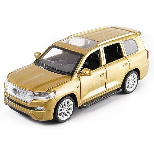 DEUSON ECOM 1:32 Scale Land Cruiser Toy Car for Kids Die Cast Metal Toy Cars with Light Sound Pullback with Openable Door Car, Gold - Image 1