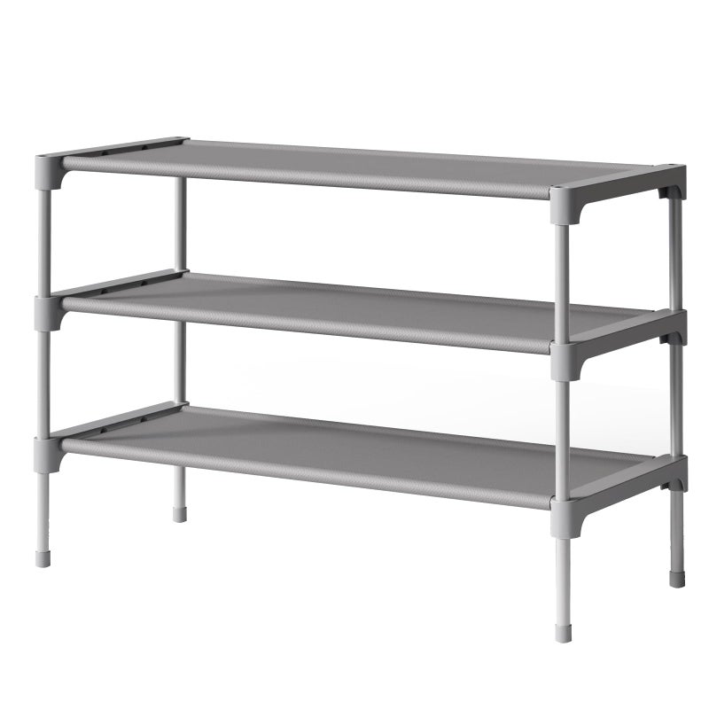 Kitsure Shoe Rack  Premium NonWoven Shoe Rack Shelf Shoe Organizer for Closet Entryway Garage  Corridor Sturdy  Durable Long Stackable Shoe Shelves 63 x 30 x 39 cm Grey