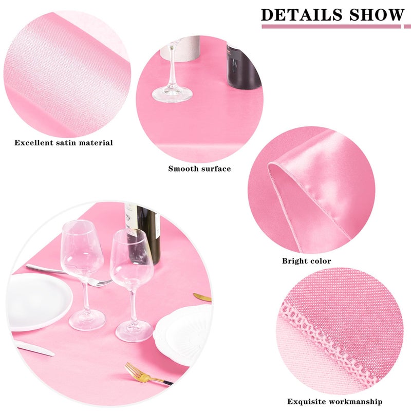 MCEAST 2 Packs Satin Tablecloth 102 x 58 Inches Rectangular Table Overlay Cover Bright Silk Tablecloth Smooth Fabric Table Decor for Wedding Banquet Decoration (Pink) - Image 3