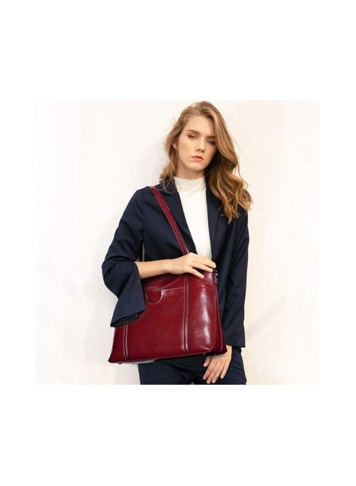 NIBEMINENT Women Genuine Leather Handbag Purse Top Handle Satchel Daily Work Tote Shoulder Bag Large Capacity  - Image 2