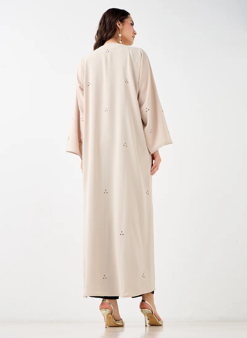 Hadiyath Al Madinah Beige Embellished Abaya - HM