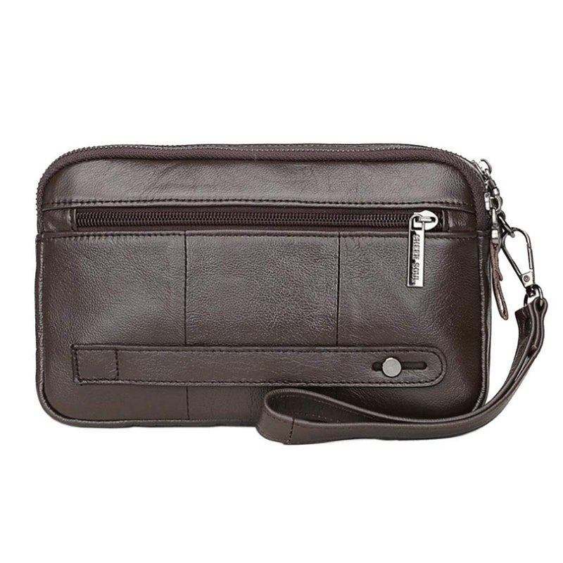 Hebetag Hebetag Leather Clutch Purse Wallet for Men Organizer Holder Wrist Wristlet Bag Business Pack Handbag Coffee  - Image 2