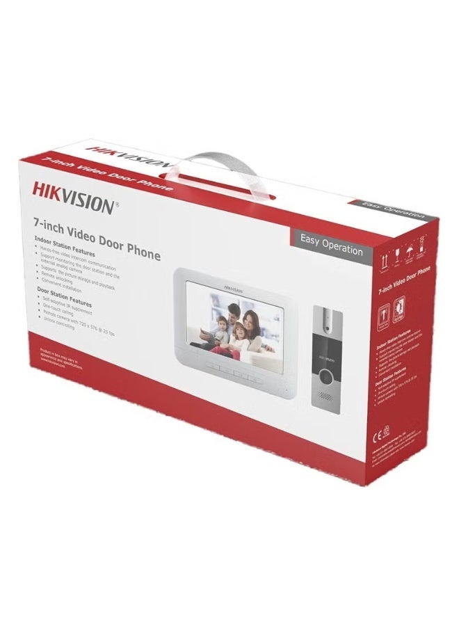 HIKVISION Analog Video Door Phone/Bell with 7" TFT LCD Screen Wired| 1080p Resolution | BuiltIn Mic & Loudspeaker| Noise Echo Cancellation| Record Upto 200 Picture | One Call Button(DS-KIS204T) - Image 4
