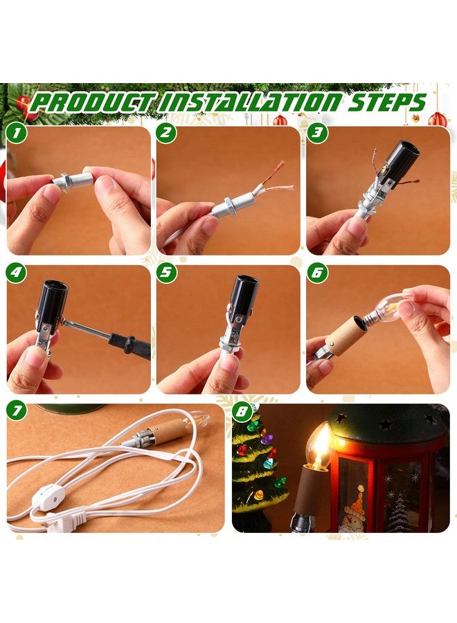 Honoson Honoson 3 Pack Small Christmas Tree Wiring Kit with LED Bulb, Ceramic Christmas Tree Replacement Lights, E12 Candelabra Base, Lamp Wiring Kit Nice for Desk Lamp Lighting and DIY Projects  - Image 5