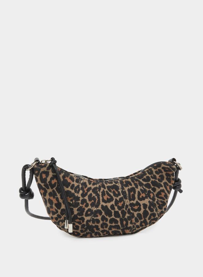 Styli Leopard Print Shoulder Bag with Zip Closure - Image 1