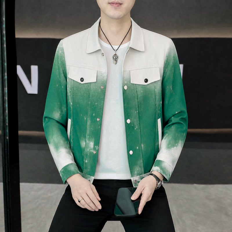 Men's Gradient Print Casual Jacket - Image 4