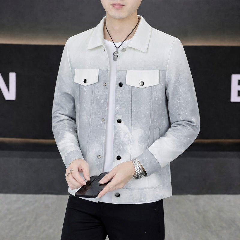 Men's Gradient Print Casual Jacket - Image 3