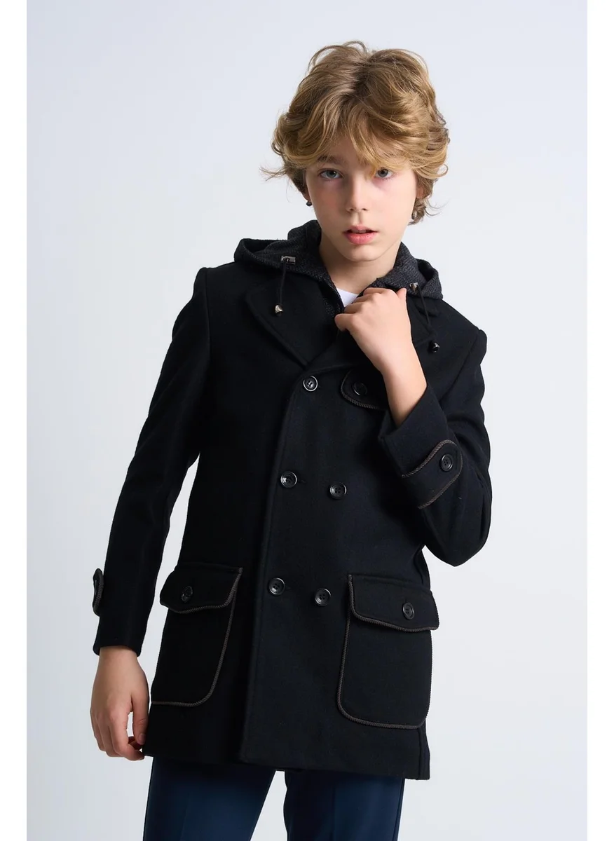 Alexander Gardi Alexandergardi Removable Hooded Button Detailed Lined Children's Coat