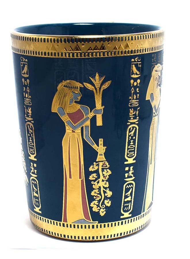 immatgar immatgar pharaonic tea mug ancient Egyptian souvenirs gifts for women men from Egypt (Shape1 - Gold - Blue - 350 MM)  - Image 2