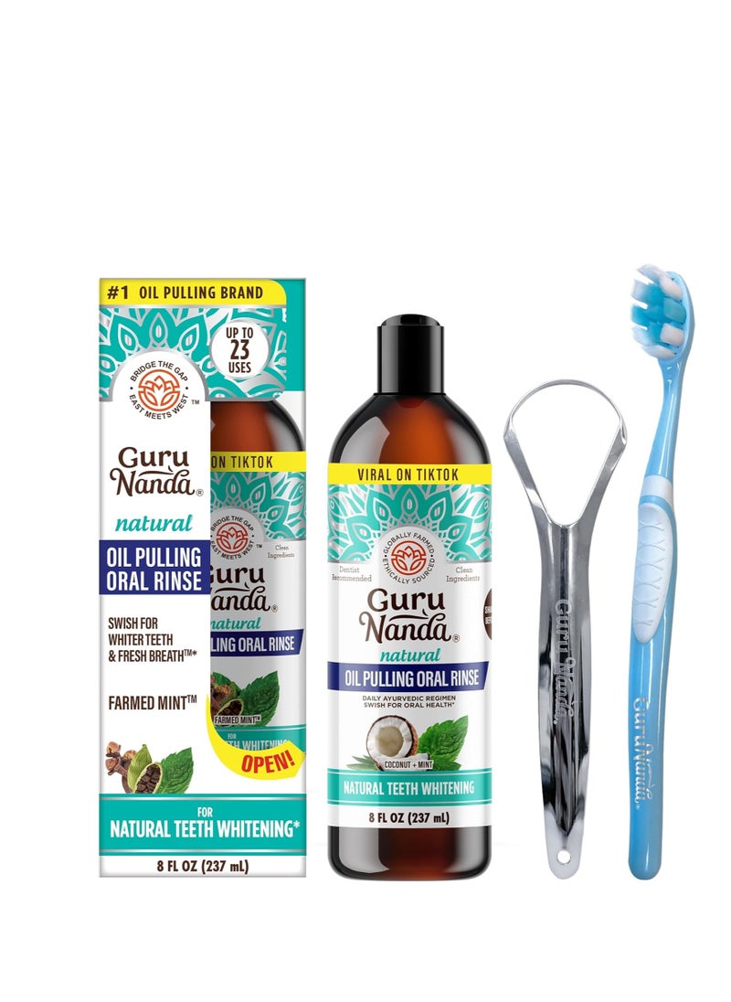 GuruNanda GuruNanda Coconut Oil Pulling, Fresh Breath & Whitening Mouthwash, 7 Essential Oils & Vitamins for Happy Teeth & Gums, Alcohol-Free, 8 oz  - Image 2
