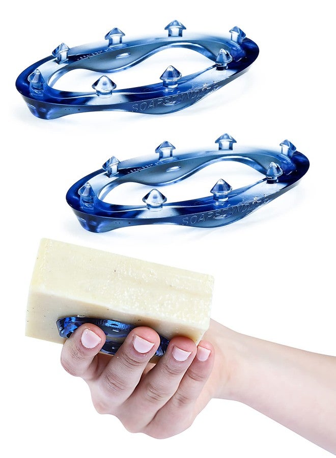 SoapStandle Bar Soap Gripper | No Goo or Mess Soap Holder for Bath and Showers | Non Slip Quick Dry Bar Soap Holder | Bathroom Accessories, Blue - 2-Pack - Image 1