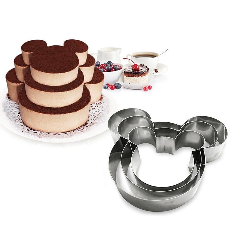 Funwhale 3 Tier Mouse Multilayer Anniversary Birthday Cake Baking Pans Stainless Steel 3 Sizes Rings Mouse Molding Mousse Cake Rings