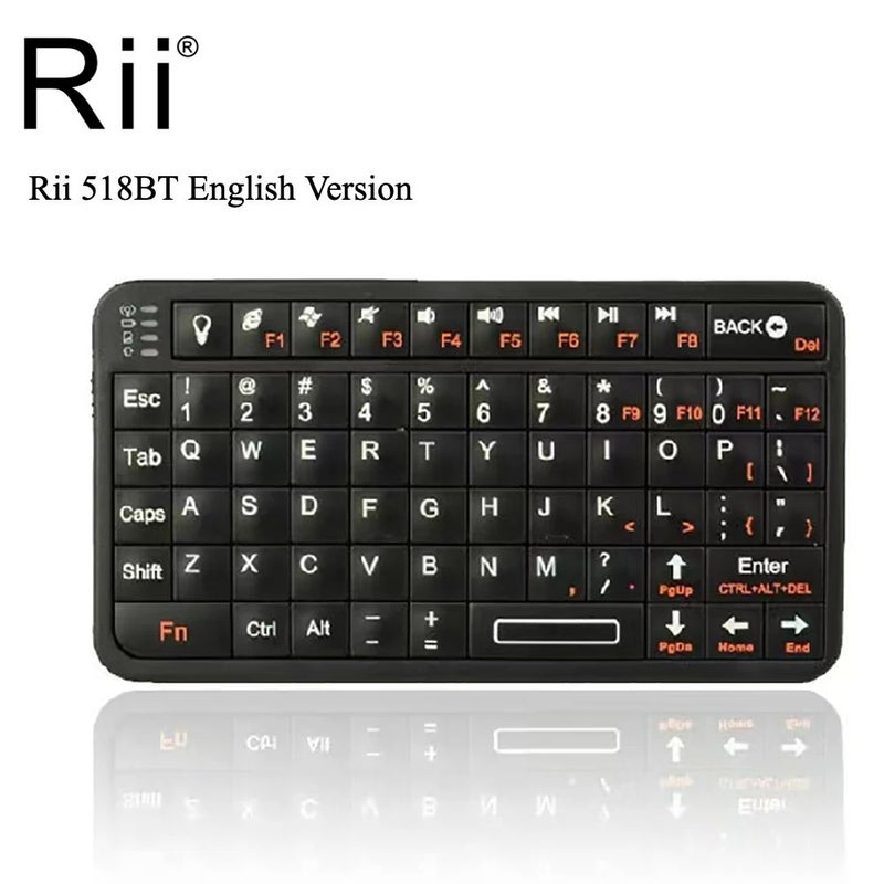 Rii 518bt Wireless Bluetooth Keyboard, English Version, Black - Image 1