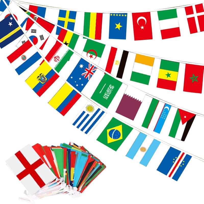 World Cup 48 Countries String Flags & Match Schedule Poster Combo Set, 15m Rectangular International Bunting Flags for Bar Party  Decor - Image 1
