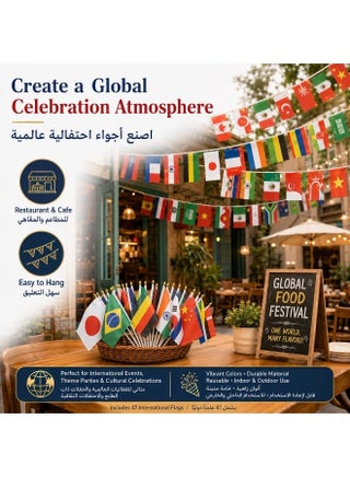 International String Flags Banner 47 Countries, 15m WorldNational Flag Bunting Garland, Multicultural Party Decorations for School, Classroom, Restaurant, Bar, Sports Events and Outdoor Festivals - view 4