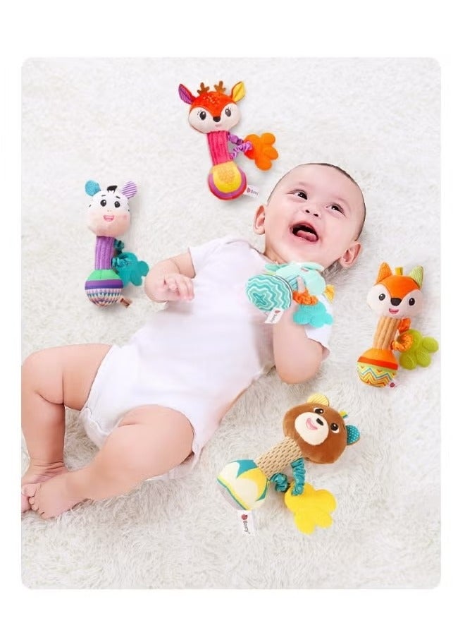Baby Soft Rattle Toys for Newborns, Plush Rattle Stuffed Animals Hand Grip Rattle Set Molar Teether Rings Early Educational Toy  - Image 2