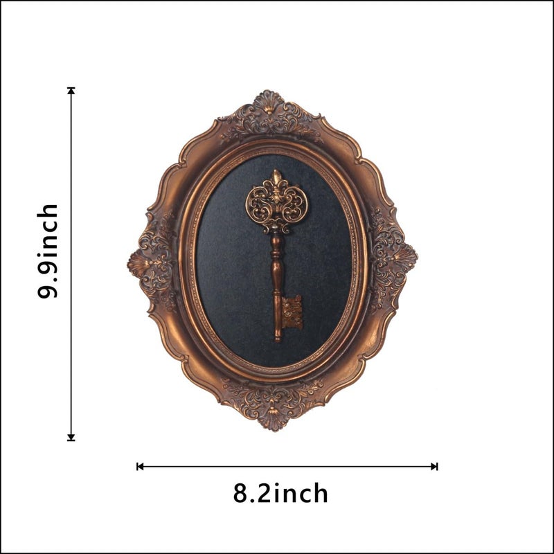 S-MANTIS Vintage Wall Sculpture, Antique Pediment, Hallway Wall Art, Hand Painted Wall Decoration With Embossed Intricate Key Design, Oval Aesthetic Room DÃ©cor, Gallery, Unique Gift (Antique Gold-Key) - Image 2
