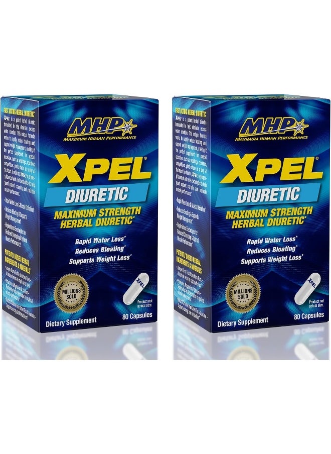 Maximum Human Performance Mhp Xpel Maximum Strength Diuretic Capsules, 80 Count (Pack Of 2) (Packaging May Vary)  - Image 1