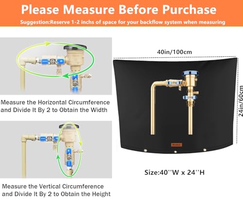 Wsobue Winter Pipe Insulation Cover 5F Insulated Backflow Preventer Freeze Protection Water Well Pump Cover Sprinkler Valve Cover Vacuum Breaker CoverBlack 40W24H - Image 3